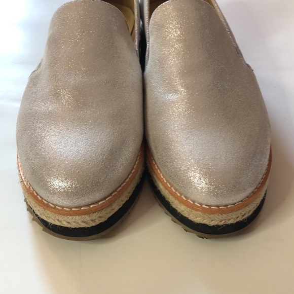 Women platform slip on Loafers Espadrilles in silver , size 38.5 - Picture 5 of 9